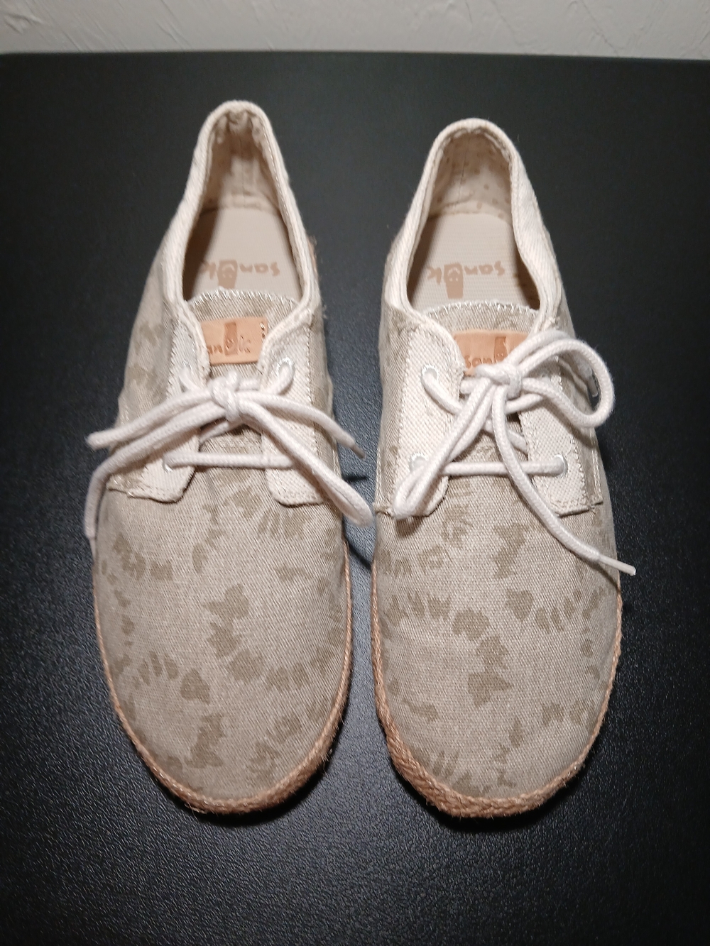 Sanuk Men's Beige Patterned Canvas Lace-Up Boat Shoes Sz. US 9